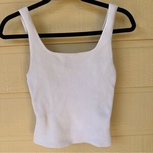 Babaton White Ribbed Tank Top